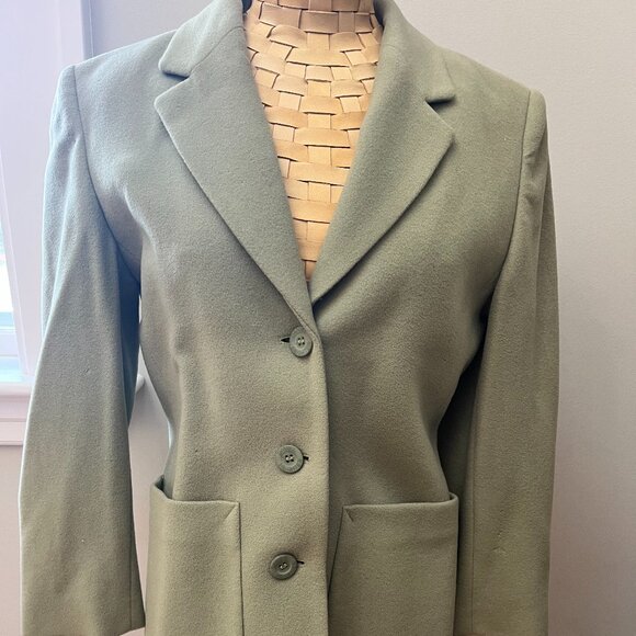 Vintage Pale Moss Green Wool/Cashmere Daniel Hechter Petites Blazer, Size Small - Picture 1 of 8